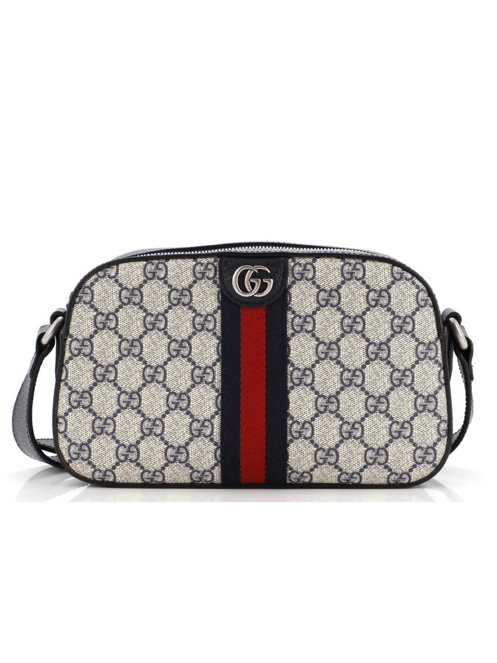 Gucci Ophidia Small GG Supreme Canvas Web Stripe Blue Crossbody Camera Bag